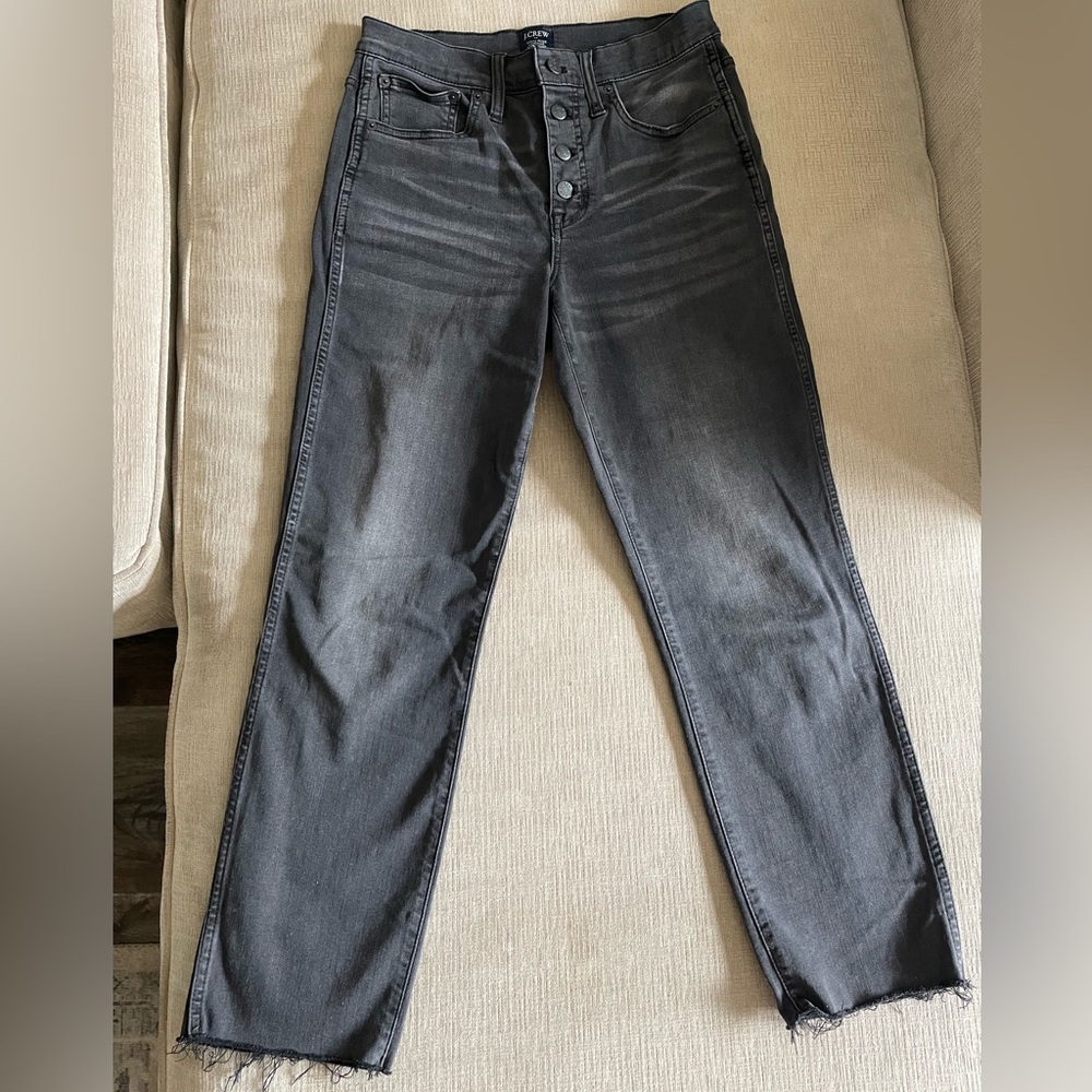 J. Crew Womens Straight High Rise Raw Hem Jeans, size 28